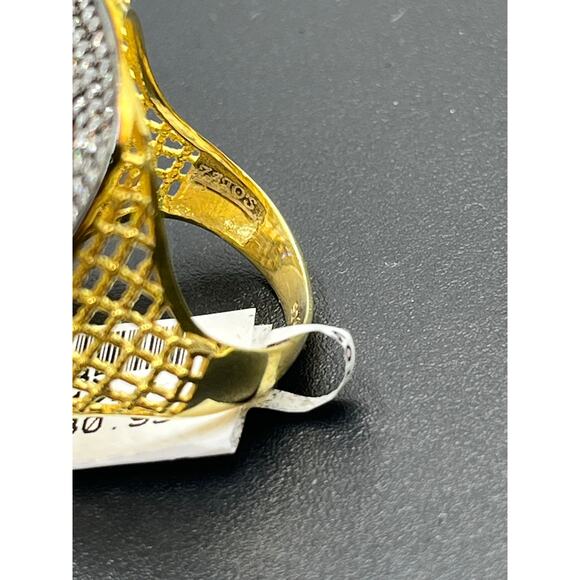 Sterling Silver Vermeil Signed Spider Web Weave CZ Pave Ring Sz 7.5 New - Picture 7 of 11